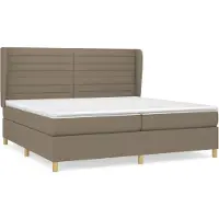 Syfax Cama box spring con colchón tela gris taupe 200x200 cm