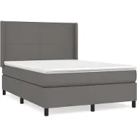 Syfax Cama box spring con colchón cuero sintético gris 140x200 cm