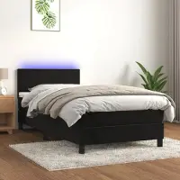 Prolenta Maison Exclusive: Base de cama con somier, colchón y luces LED, color , 100x200 cm, tapizada en terciopelo