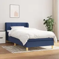 Prolenta Maison Exclusive: Base de cama con somier y colchón, color azul, 100x200 cm, tapizada