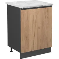Vicco Mueble bajo de cocina R-Line Roble dorado 60 cm J-Shape ET Mármol, Model 45861