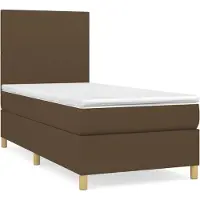 Syfax Cama box spring con colchón tela marrón oscuro 90x190 cm