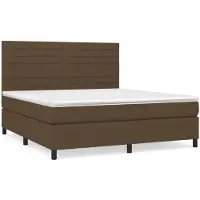 Syfax Cama box spring con colchón tela marrón oscuro 180x200 cm