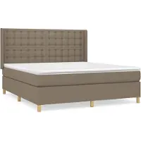 Syfax Cama box spring con colchón tela gris taupe 160x200 cm