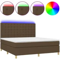 Syfax Cama box spring colchón luces LED tela marrón oscuro 180x200cm