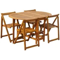 Syfax Set comedor de jardín plegable 5 piezas madera maciza de acacia