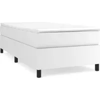 Syfax Cama box spring con colchón cuero sintético blanco 80x200 cm