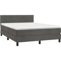 Syfax Cama box spring con colchón terciopelo gris oscuro 140x200 cm