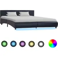 Syfax Estructura cama LED sin colchón cuero sintético negro 180x200cm