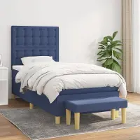 Prolenta Maison Exclusive: Base de cama con somier y colchón, color azul, 100x200 cm, tapizada