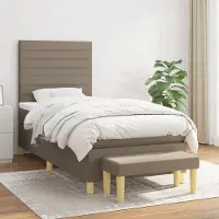 Prolenta Maison Exclusive: Base de cama con somier y colchón color taupe, 80x200 cm, de tejido