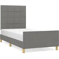 Syfax Estructura de cama sin colchón tela gris oscuro 90x200 cm