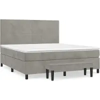 Syfax Cama box spring con colchón terciopelo gris claro 160x200 cm