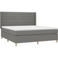 Syfax Cama box spring con colchón tela gris oscuro 160x200 cm