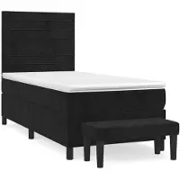 Syfax Cama box spring con colchón terciopelo negro 80x200 cm
