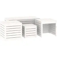 vidaXL Juego de 4 cajas para jardín, color blanco, madera maciza de pino