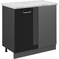 Vicco Armario de esquina R-Line Negro brillo intenso 86 cm ET Mármol, Model 46850