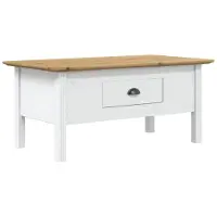 Syfax Mesa de centro BODO madera de pino blanco y marrón 100x55x46 cm