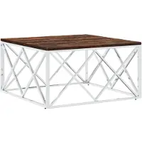 Syfax Mesa de centro acero inoxidable y madera maciza reciclada