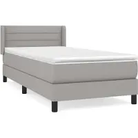Syfax Cama box spring con colchón tela gris claro 100x200 cm