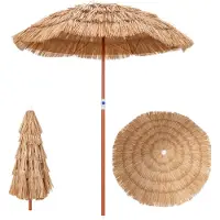 Costway , sombrilla hawaiana, sombrilla de playa de paja de PP, inclinable, sombrilla de jardín, toldo de mercado, altura ajustable, protección UV, sombrilla de paja de PP con bolsa de transporte