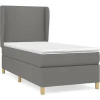 Syfax Cama box spring con colchón tela gris oscuro 100x200 cm