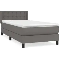 Syfax Cama box spring con colchón cuero sintético gris 80x200 cm