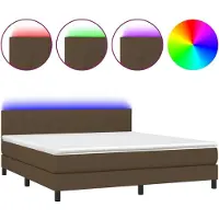 Syfax Cama box spring colchón luces LED tela marrón oscuro 160x200cm