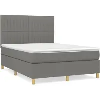 Syfax Cama box spring con colchón tela gris oscuro 140x190 cm