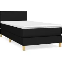 Syfax Cama box spring con colchón tela negro 80x200 cm