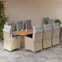 Prolenta Maison Exclusive: Juego de comedor de jardín de 9 piezas con cojines, fabricado con polirratán
