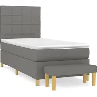 Syfax Cama box spring con colchón tela gris oscuro 90x190 cm