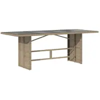 Syfax Mesa de jardín superficie de vidrio ratán PE beige 190x80x75 cm