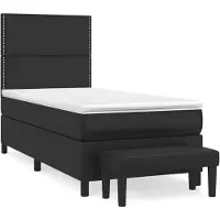 Syfax Cama box spring con colchón cuero sintético negro 90x190 cm