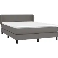 Syfax Cama box spring con colchón cuero sintético gris 140x200 cm