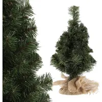 Kadax Árbol de Navidad artificial de 80 cm, pequeño abeto con 105 ramas, mini abeto con detalles de yute