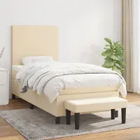Prolenta Maison Exclusive: Base de cama con somier y colchón, color crema, 90x190 cm, material: textil