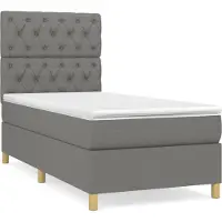 Syfax Cama box spring con colchón tela gris oscuro 80x200 cm
