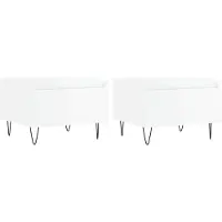 Syfax Mesas centro 2 uds madera ingeniería blanco brillo 50x46x35 cm