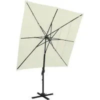 Syfax Sombrilla jardín 4 niveles palo de aluminio arena 250x250 cm