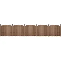 Neu.holz Valla para jardín de material compuesto de madera y plástico (WPC), pantalla protectora, cortavientos, valla con listones, dimensiones 932 x (165-185) cm, diseño redondo