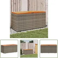 The Living Store La tienda "Living Store" presenta: Gartentruhe, color gris, dimensiones 110x50x54 cm, fabricada con polirratán y madera de acacia