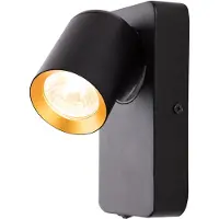 Milagro Lámpara de pared giratoria para lectura, con interruptor, color negro, modelo Andy, 1xGU10, 10W, marca