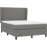 Syfax Cama box spring con colchón tela gris oscuro 140x190 cm