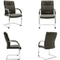 vidaXL Silla de oficina giratoria, color gris, tapizada en cuero sintético - Silla de oficina - Sillas de oficina - Silla - Sillas
