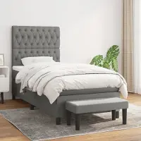 Prolenta Maison Exclusive - Base de cama con somier y colchón, color gris oscuro, 90x190 cm, material: textil