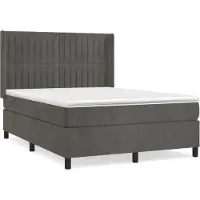 Syfax Cama box spring con colchón terciopelo gris oscuro 140x200 cm