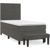 Syfax Cama box spring con colchón terciopelo gris oscuro 80x200 cm