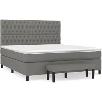 Syfax Cama box spring con colchón tela gris oscuro 180x200 cm