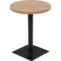 Syfax Mesa de bar bistró MDF y acero redonda 60x75 cm color roble